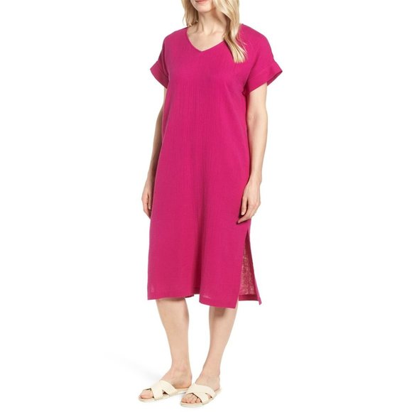 Eileen Fisher Dresses & Skirts - NWT Eileen Fisher V-Neck Cotton Midi Dress Cerse S